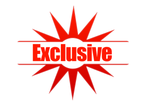Red starburst graphic with text "Exclusive