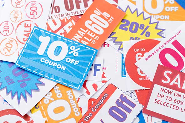 coupons Assorted discount coupons for shopping savings.